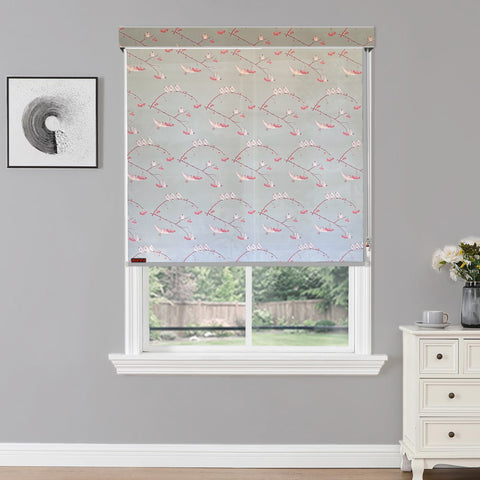 HIPPO Printed Semi Blackout Indoor Roller Blinds for Windows Sun & UV Protection Corded Roll Up & Down Blind for Home Office Cafes
