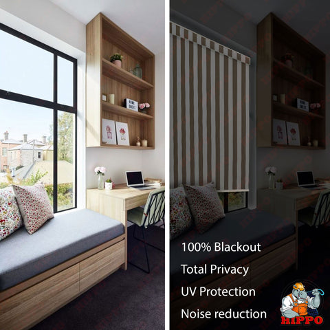 HIPPO Stripe Blackout Roller Blind for Windows
