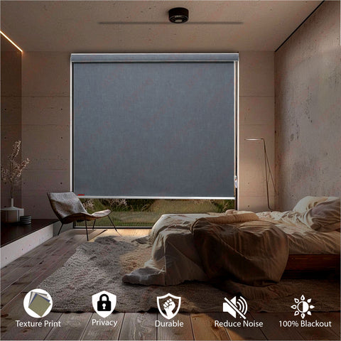 HIPPO Blackout Premium Texture Roller Blind for Windows