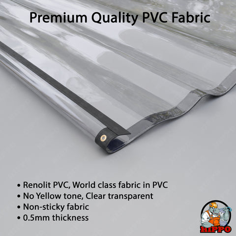 HIPPO Premium Outdoor Transparent PVC Waterproof All Season Curtain With Rust-Proof Eyelet for Balcony, AC, Dust & Wind Protection || (Pack of 1 )