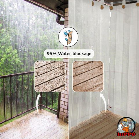 HIPPO 95% Sun Blocking Outdoor Balcony Loop Curtain (Pack of 2)