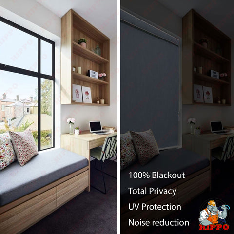HIPPO Blackout Premium Texture Roller Blind for Windows