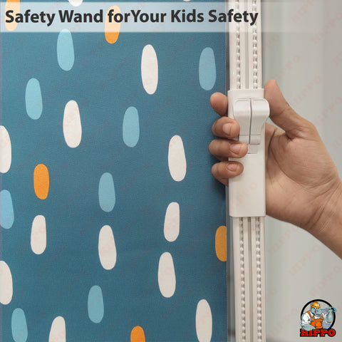 HIPPO Kids Room Blackout Blind with Child Safety Wand Blue Dots Design for Windows Roll Up & Down Blinds for Home