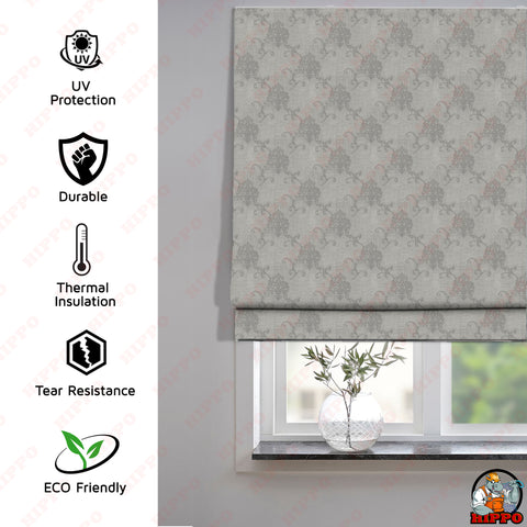 HIPPO Jacquard Blackout Indoor Roman Blinds for Windows
