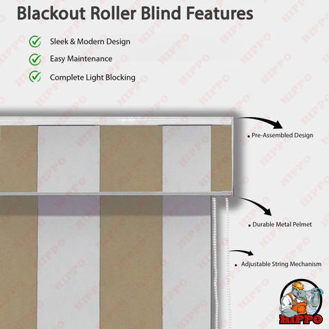 HIPPO Stripe Blackout Roller Blind for Windows