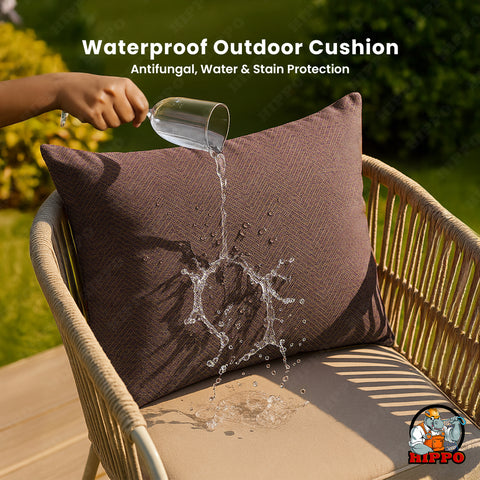 HIPPO Outdoor Premium Waterproof Cushion Cover 100% Solution Dyed Polyester 12X20IN Herringbone Weave Anti-Stain & Antifungal