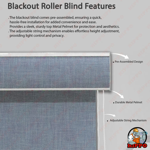 HIPPO Blackout Premium Texture Roller Blind for Windows