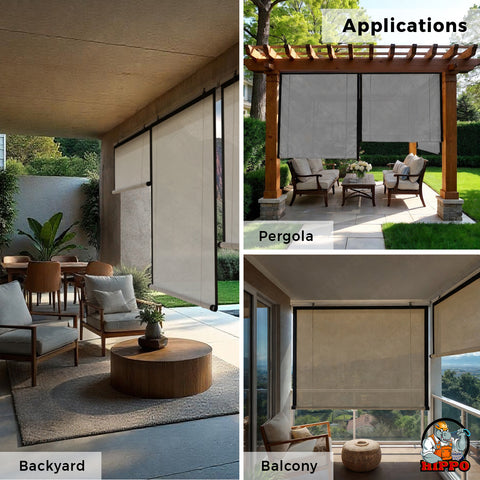 HIPPO Outdoor Sunscreen Chick Blind for Sun Protection for Luxury Homes Farmhouses