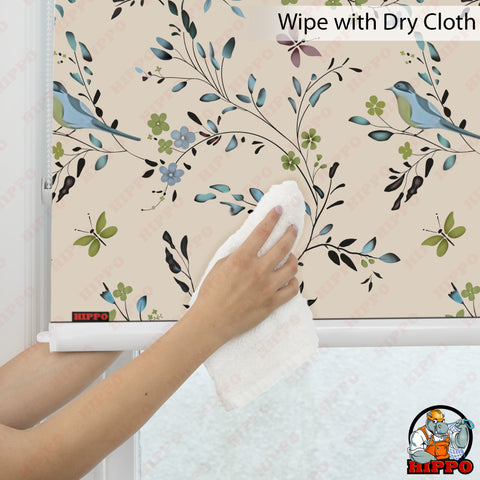 HIPPO Printed Semi Blackout Indoor Roller Blinds for Windows Sun & UV Protection Corded Roll Up & Down Blind for Home Office Cafes