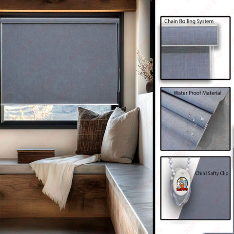 HIPPO Blackout Premium Texture Roller Blind for Windows