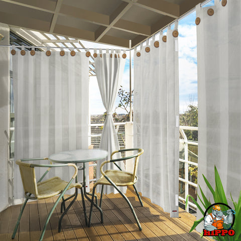 HIPPO 95% Sun Blocking Outdoor Balcony Loop Curtain (Pack of 2)