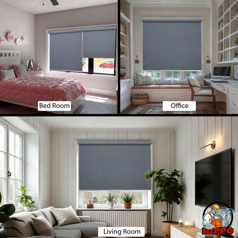 HIPPO Blackout Premium Texture Roller Blind for Windows