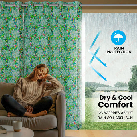 HIPPO Premium Printed Outdoor Curtain 100% Solution Dyed Polyester Luxury 350 GSM, UV Block, Anti Fade & Waterproof (1PC)