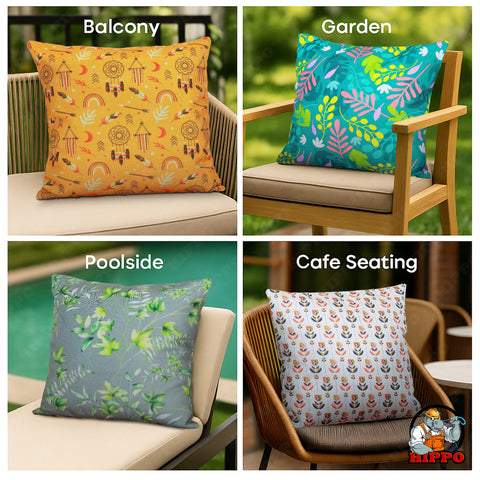 HIPPO Premium Printed Cushion Cover 100% Solution Dyed Polyester 12X20IN Waterproof & Anti Stain with UV Protected Prints