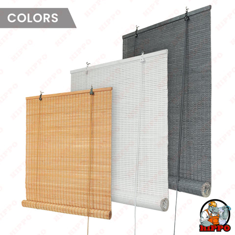 HIPPO Indoor Bamboo Blind for Window Door Sun Protection Rope Mechanism Roll Up Down Bamboo Shade Window for Home & Resturants