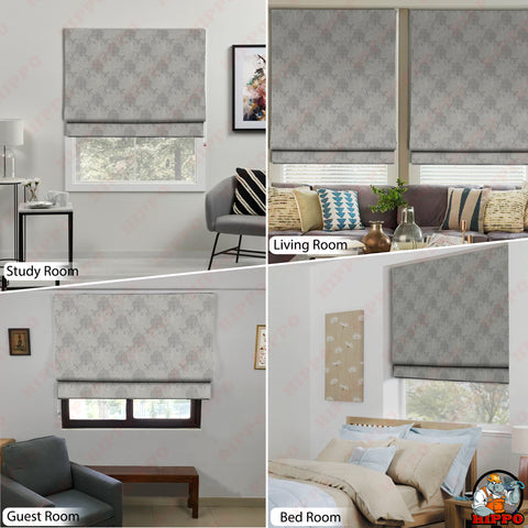 HIPPO Jacquard Blackout Indoor Roman Blinds for Windows