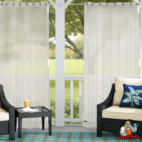 HIPPO 95% Sun Blocking Outdoor Balcony Eyelet Curtains (Pack of 2)