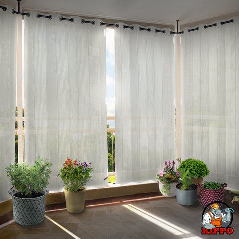HIPPO 95% Sun Blocking Outdoor Balcony Eyelet Curtains (Pack of 2)