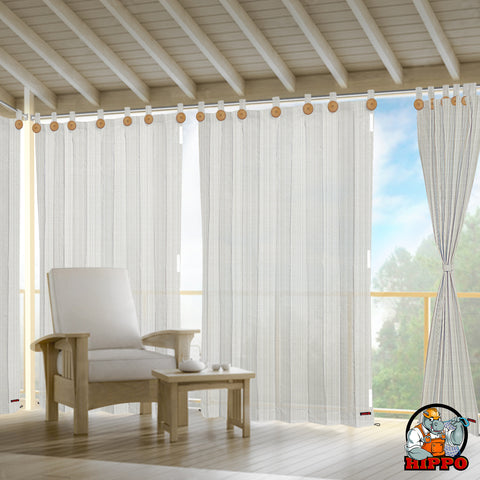 HIPPO 95% Sun Blocking Outdoor Balcony Loop Curtain (Pack of 2)