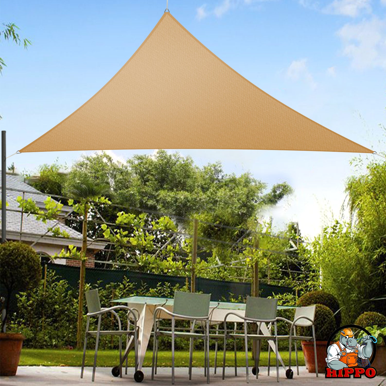 Hippo - Hdpe Fabric 85% Sun Blockage Triangle Shade Sail Complete Prot 