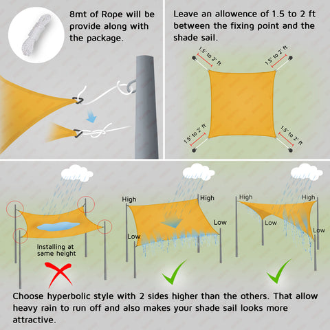 HIPPO 180 GSM Car Parking Rectangle Shade Sail