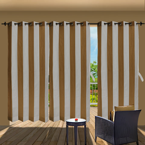 HIPPO Outdoor Stripe Design 180 GSM Sun Blocking Balcony Loop Curtain Sun & UV Protection, Light Filtering for Garden Patio