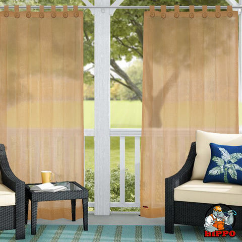 HIPPO 85% Sun Blocking Outdoor Balcony Loop Curtain (Pack of 2)