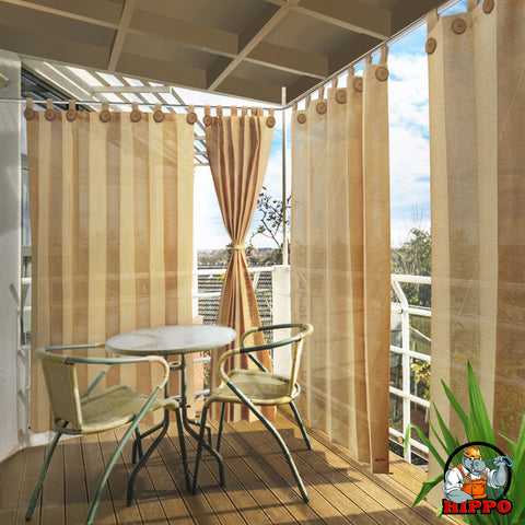 HIPPO 85% Sun Blocking Outdoor Balcony Loop Curtain (Pack of 2)