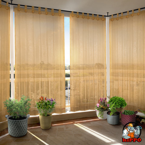 HIPPO 85% Sun Blocking Outdoor Balcony Loop Curtain (Pack of 2)