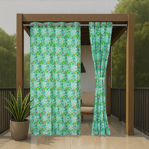 HIPPO Premium Printed Outdoor Curtain 100% Solution Dyed Polyester Luxury 350 GSM, UV Block, Anti Fade & Waterproof (1PC)