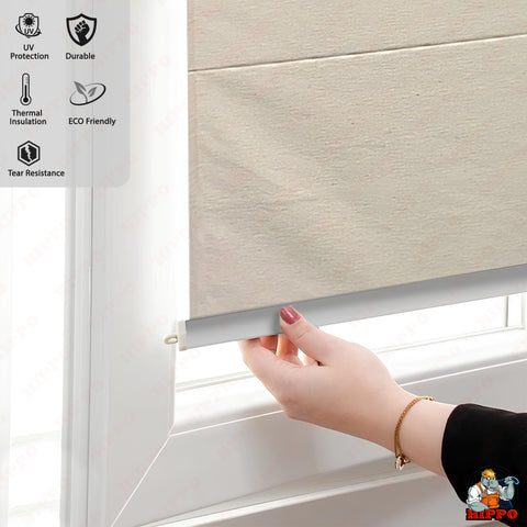 HIPPO Indoor Roman Blinds for Windows Sun Protection Light Control Corded Foldup & Down Blind for Living Room & Bedroom