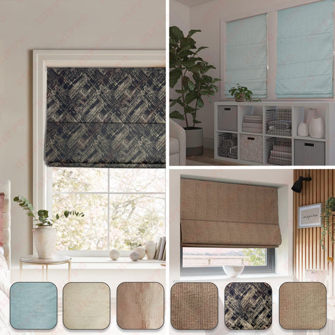 HIPPO Indoor Roman Blinds for Windows Sun Protection Light Control Corded Foldup & Down Blind for Living Room & Bedroom