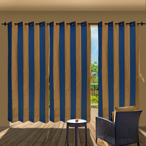 HIPPO Outdoor Stripe Design 180 GSM Sun Blocking Balcony Loop Curtain Sun & UV Protection, Light Filtering for Garden Patio