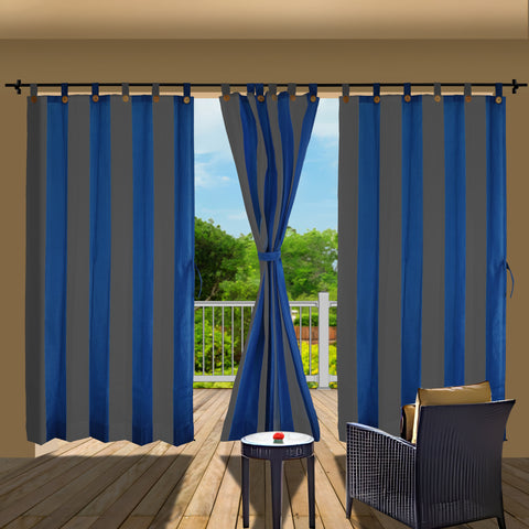 HIPPO Outdoor Stripe Design 180 GSM Sun Blocking Balcony Loop Curtain Sun & UV Protection, Light Filtering for Garden Patio
