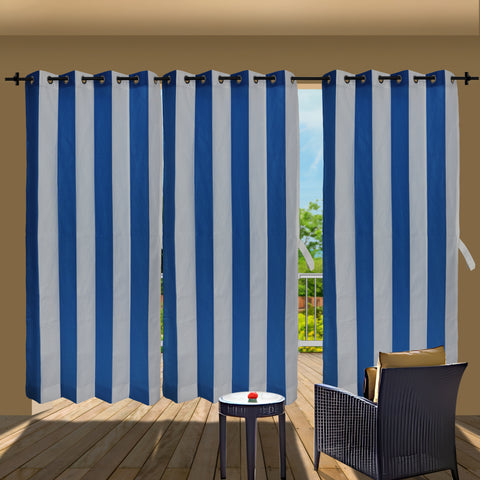 HIPPO Outdoor Stripe Design 180 GSM Sun Blocking Balcony Loop Curtain Sun & UV Protection, Light Filtering for Garden Patio