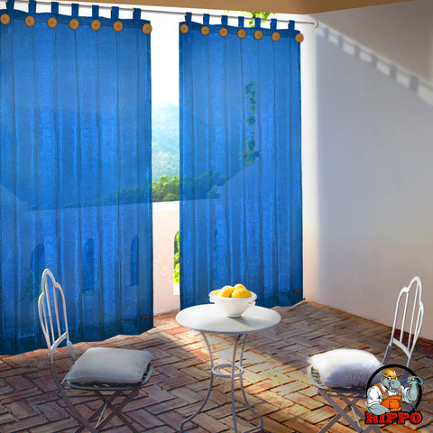 HIPPO 90% Sun Blocking Outdoor Balcony Loop Curtains (Pack of 2)