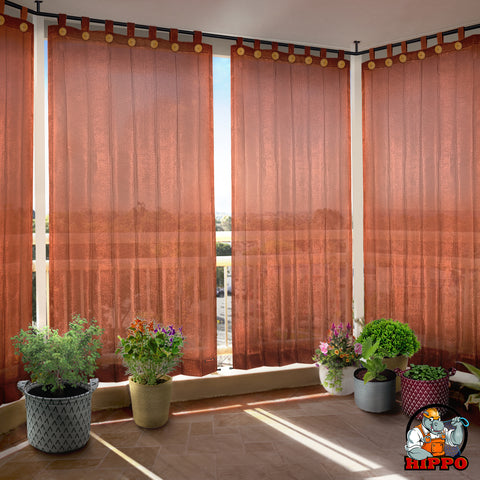 HIPPO 85% Sun Blocking Outdoor Balcony Loop Curtain (Pack of 2)