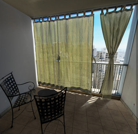 HIPPO 85% Sun Blocking Outdoor Balcony Loop Curtain (Pack of 2)