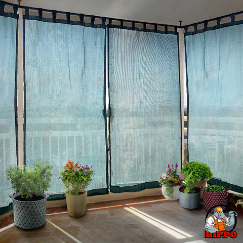HIPPO 85% Sun Blocking Outdoor Balcony Loop Curtain (Pack of 2)