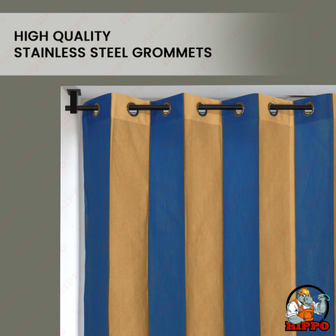 HIPPO Outdoor Stripe Design 180 GSM Sun Blocking Balcony Loop Curtain Sun & UV Protection, Light Filtering for Garden Patio