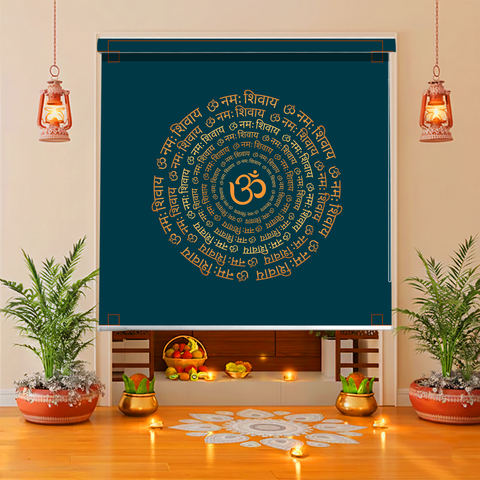HIPPO Blackout Printed Mandir Blind Lord Shiva Dhyan Mudra Spiritual Religious Roll Up & Down, Temple Blinds for Home & Puja Room