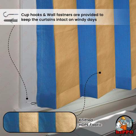 HIPPO Outdoor Stripe Design 180 GSM Sun Blocking Balcony Loop Curtain Sun & UV Protection, Light Filtering for Garden Patio