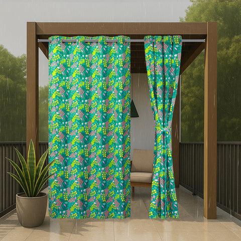 HIPPO Premium Printed Outdoor Curtain 100% Solution Dyed Polyester Luxury 350 GSM, UV Block, Anti Fade & Waterproof (1PC)
