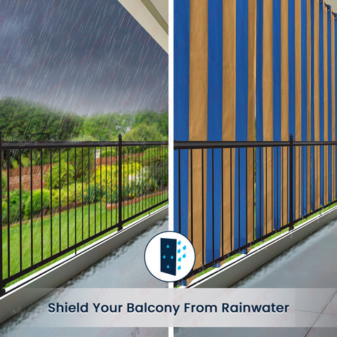 HIPPO Outdoor Stripe Design 180 GSM Sun Blocking Balcony Loop Curtain Sun & UV Protection, Light Filtering for Garden Patio