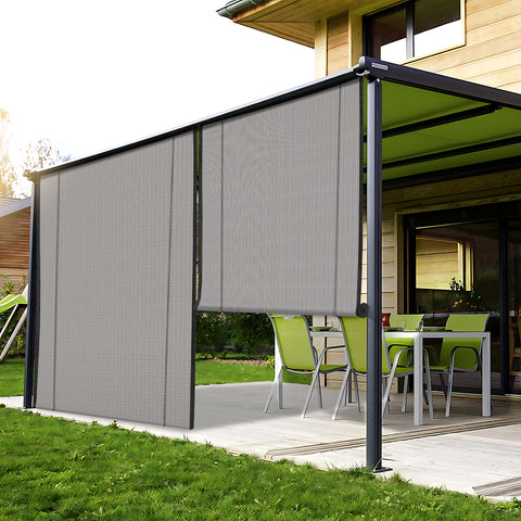 HIPPO Outdoor Sunscreen Chick Blind for Sun Protection for Luxury Homes Farmhouses Corded Roll Up and Down Blinds for Patio Balcony