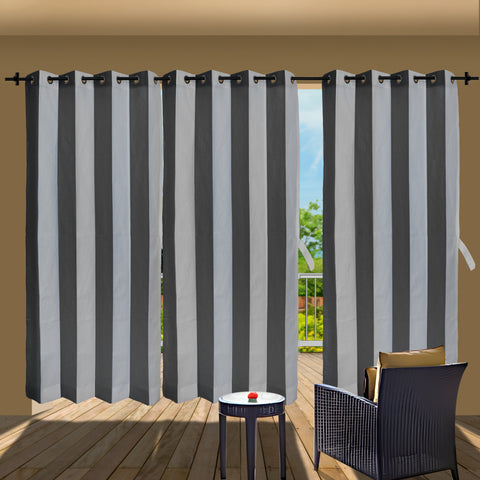 HIPPO Outdoor Stripe Design 180 GSM Sun Blocking Balcony Loop Curtain Sun & UV Protection, Light Filtering for Garden Patio