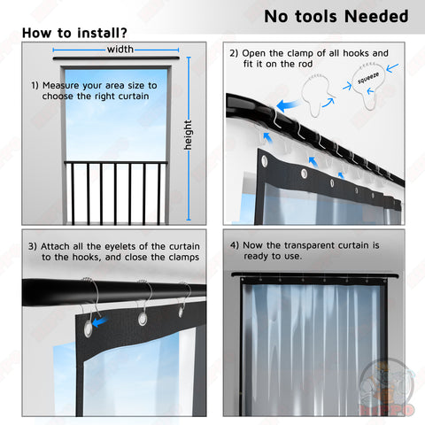 HIPPO Waterproof Transparent Outdoor Curtain Pack of 1