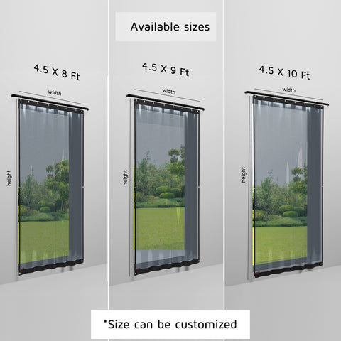 HIPPO Outdoor Transparent PVC Waterproof Curtain Pack of 2