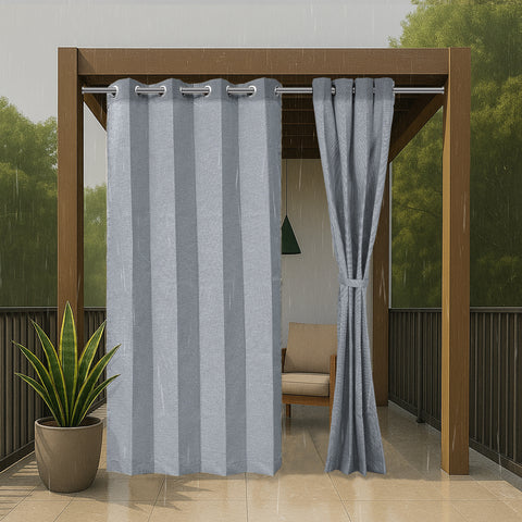 HIPPO Outdoor Premium Curtain Solution Dyed Polyester Waterproof, UV Block, 320GSM Herringbone Weave for Garden Patio (1PC)