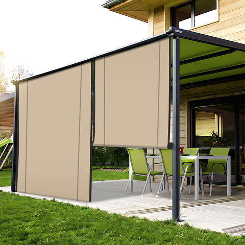 HIPPO Outdoor Sunscreen Chick Blind for Sun Protection for Luxury Homes Farmhouses Corded Roll Up and Down Blinds for Patio Balcony